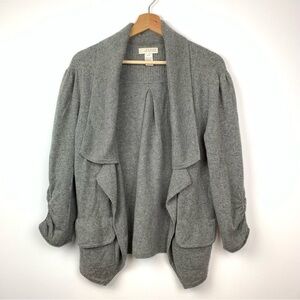 Cashmere Open Cardigan Kenar Gray Sz Medium Pockets Collared Soft Quiet Luxury